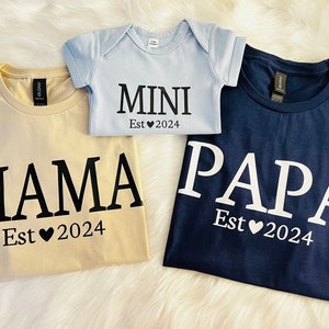 Family Outfit shirt, Mama Papa Mini Baby with year number T-shirts , outfit for the family, matching family shirts personalized gift