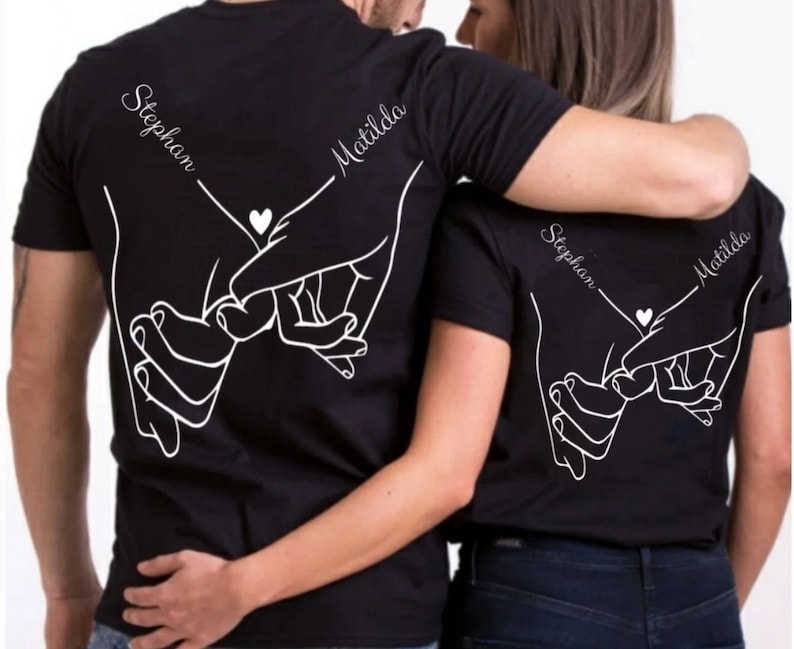 Holding Hands Shirt Custom Anniversary Gift T-Shirt Partner Shirts Gift. image 5