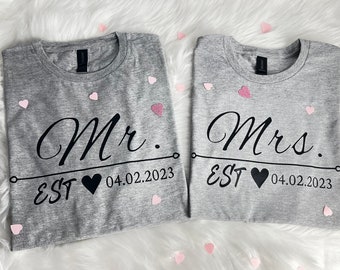 Personalized Mr and Mrs shirts, wedding shirts, Mr and Mrs wedding anniversary t-shirt.  Wedding gift  Price: