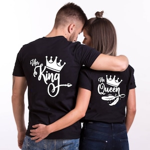 Partner look T-Shirts , KING QUEEN crown couple , couple gift, matching shirt for couples, couple shirts