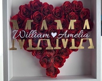 Personalized Paper Flower Frame, Handmade Mother's Day Gift