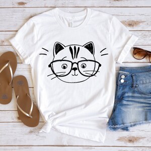 Camisa de gato, camiseta de gatinho, camiseta I Love Cats, camisa de rosto de bigodes, camiseta de amante de animais, camisa de miau, camisa de cara de gato, presente para ela