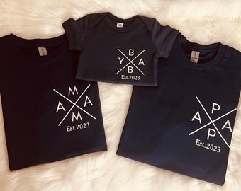 Personalisierte Familien T-Shirts mit Namen, einzigartige Designs für Mama Papa Kinder, Vater Mutter Geschenk , Familienoutfit Shirt