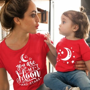 Mommy and Mini Matching Shirts, Mommy and Child Shirt, Family Outfit, Mommy Mini Outfit for the Family, you are my moon and stars shirt