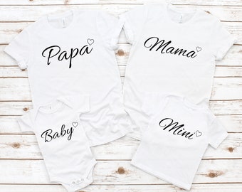 Familienoutfit Mama Papa Mini Baby Outfit für die Familie Mama Pullover Papa Kinder baby Shirt, Matching Family Shirt, personalisiert Shirt