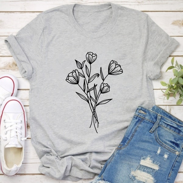 Blume T-shirt, Damen Shirts, Blume T-Shirt, Tops und T-Shirts, Blumen-Shirt, Sommerhemd, Frauen T-Shirt