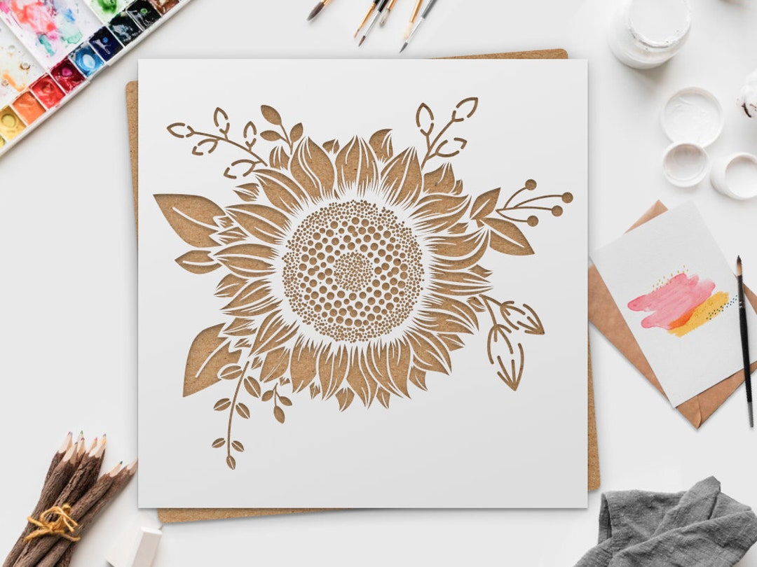 Large Sunflower Stencil Sunflower Reusable Stencil Flower Etsy