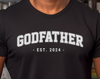 Godfather voorstel cadeau, gepersonaliseerd shirt Godfather, shirt Godfather Est, shirt New Godfather, shirt Godfather Reveal, shirt babyshower babyshower