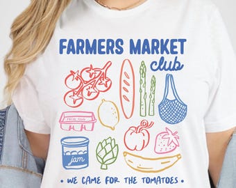 Farmers Market Club Shirt, Tomato Girl Summer, Vegan Tees, Fruit T-Shirt, Support Local, Cottagecore Clothing, Fresh Produce Garden Shirt