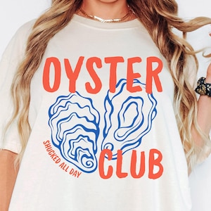 Austern Shirt, Küstenästhetik, Austern Club Shirt, Retro Strand Shirt, Vintage Austern Tshirt, Fischliebhaber, Foodie T-Shirts, Kokosnuss Mädchen