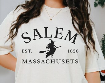 Comfort Colors® Salem Massachusetts Halloween Shirt, Salem Tee, Vintage Witch Shirt, Halloween Party Tees, Spooky Reading Shirt, Witchy Tees