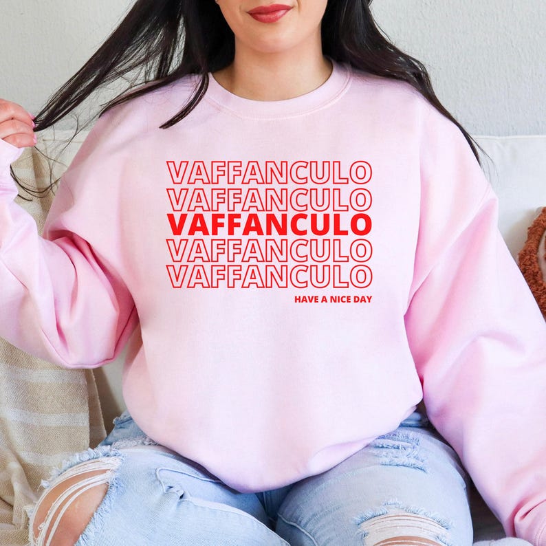 Vaffanculo Sweatshirt, Italia Shirt, Funny Italian Shirts, Offensive Sweatshirts, Gift For Italian Friend, Italian Sayings, Italian Gifts Light Pink