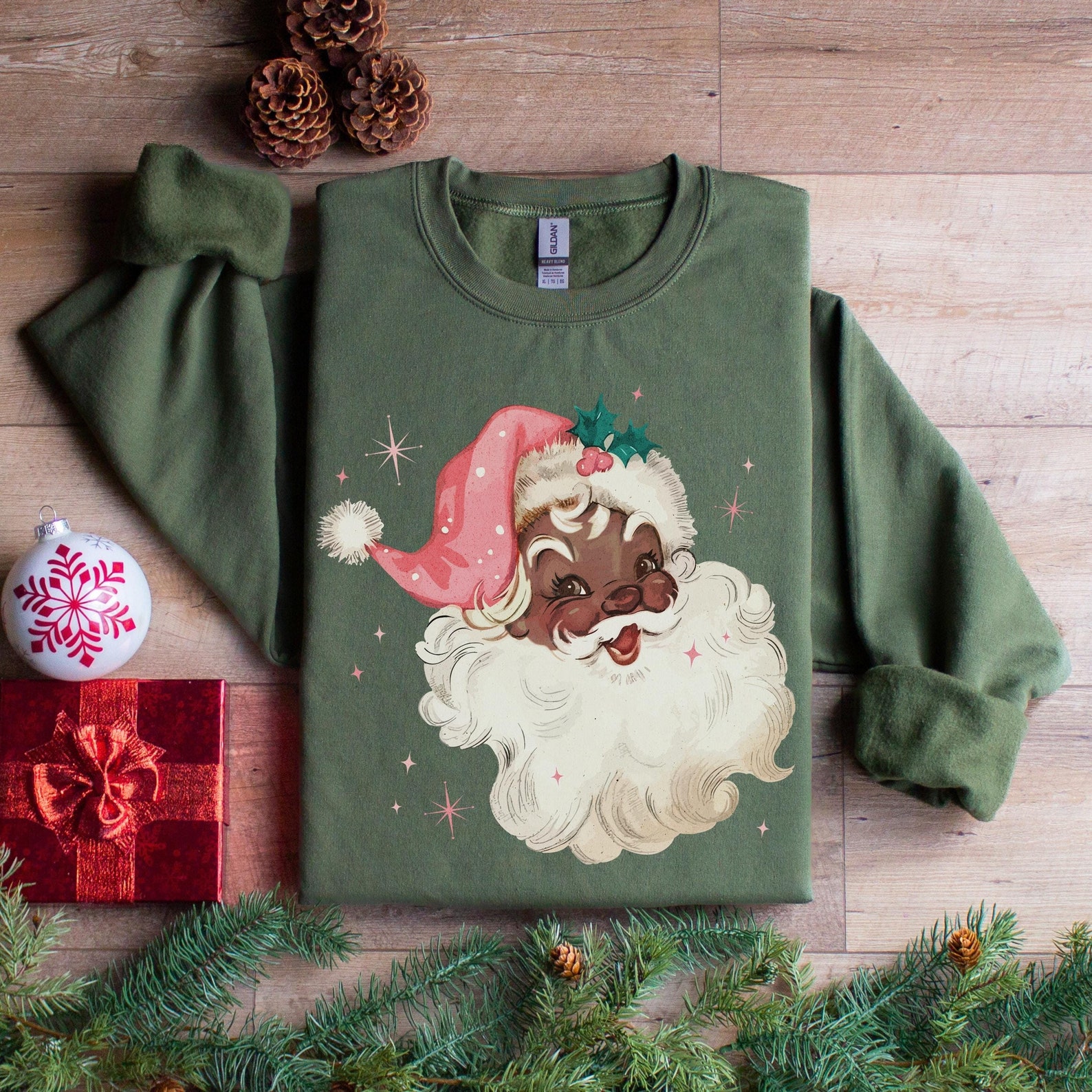 Santa Claus African Christmas Women Polo Shirt Traditional Costume DT03