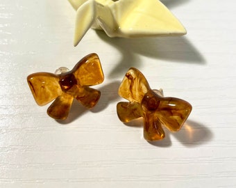 Bowtie Stud Earrings made with Resin, Amber resin stud earrings, Hypoallergenic stud earrings, Perfect for Valentines day gifts