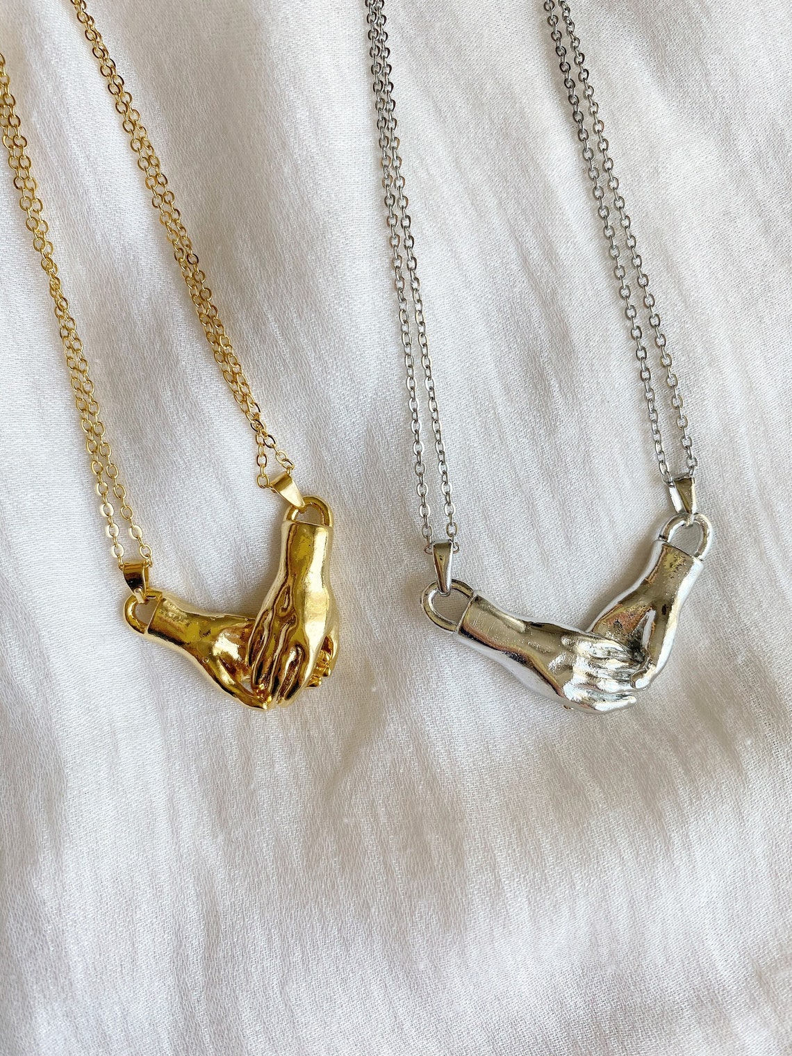 Holding hands necklace hands Necklace 2 Etsy