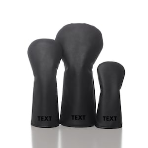 Personalized Basic Golf Headcover Black Set Driver/Fairway/Hybrid | Golf Gifts for Men | Christmas Gifts | Groomsmen Gifts