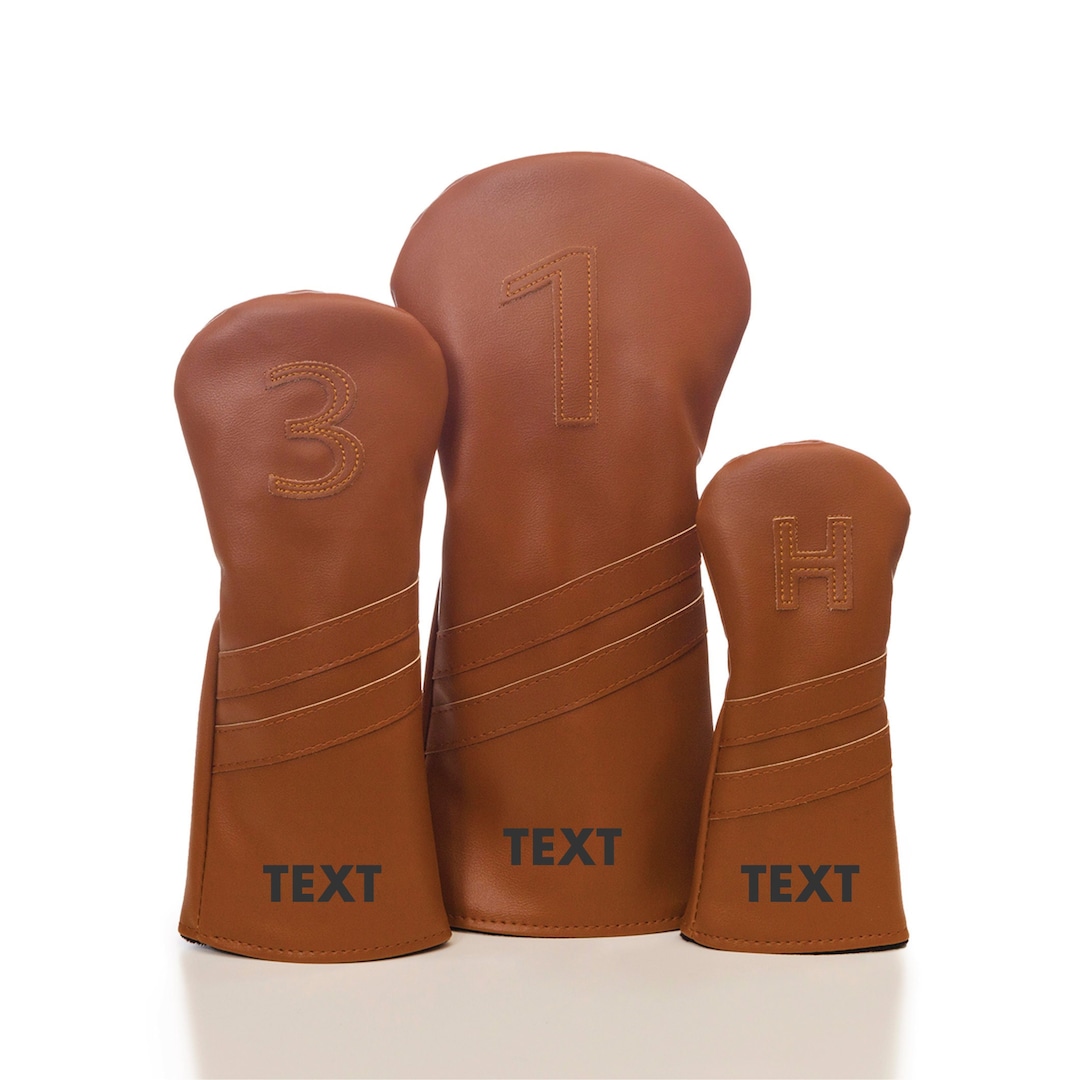 Personalized Classic Golf Headcover Brown Set Driver/fairway/hybrid