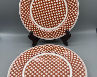 Georges Briard Rust WICKERWEAVE Set of 4 Salad Plates 7 3/4"