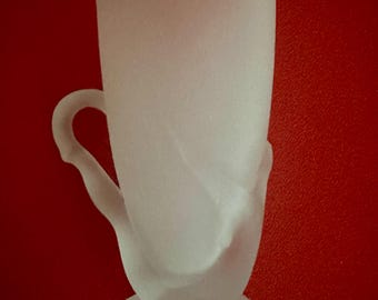 Original McKee Glass Nude Frosted Crystal BOTTOMS DOWN Mug w/ Patent # Hard to find!