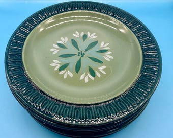 Red Wing Pottery Ceramastone CHARSTONE BLEU Set of 4 Salad Plates 7 3/8”