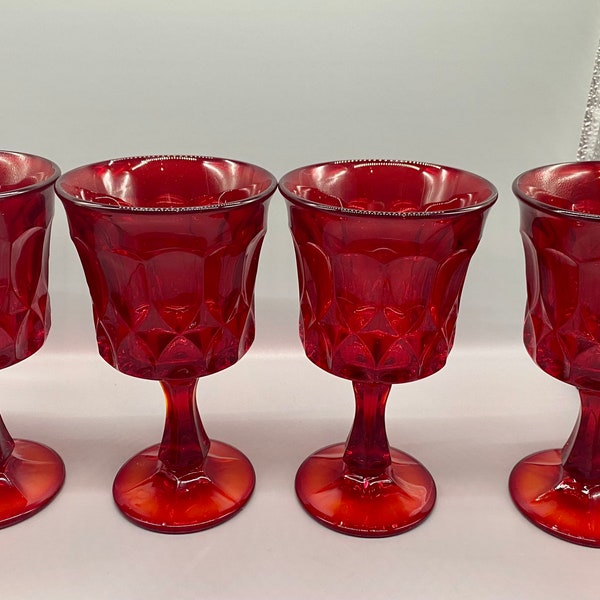 Noritake PERSPECTIVE Ruby Red Glass Water Goblets 1970's BEAUTIFUL!
