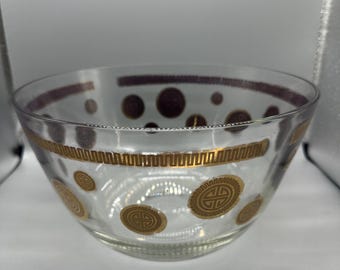 FRED PRESS Glass Mid Century Gold Coin Snack Bowl