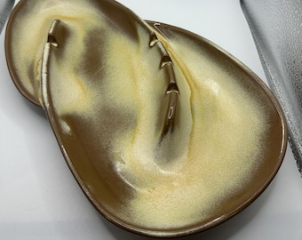 Mid Century FRANKOMA F203 Brown Yellow Ceramic Ashtray