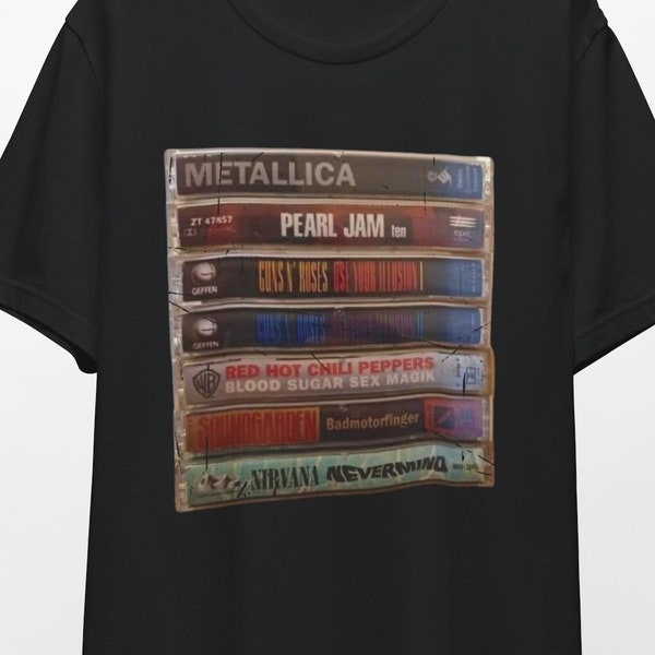 90's Rock Cassette Tape Shirt Gift For Music Lover, Vintage Style Rock Band shirt, Retro Cassette Tapes Tee, Old School Music Band Clothing