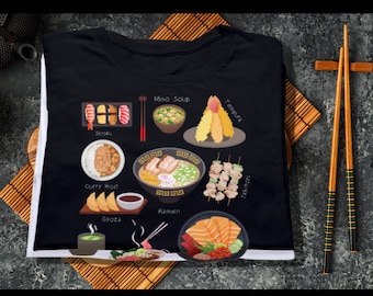 Japanese Foodie Shirt, Tokyo Japan T-shirt, Food Lover Valentines Gift, Valentine&#39;s Day Gift, Birthday Gift, Sushi Ramen Tee