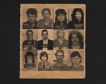 Rockstar Mugshots-shirt, Rockstar-T-shirt, Vaderdag Dad's Day herenshirt, cadeau voor vader, vader, stiefvader, klassieke rock, rock and roll