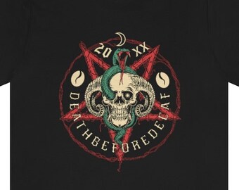 Death Before Decaf Horror Shirt, Koffieverslaafden, Rock Metal Muziek Shirt, Grappige Koffie Shirt, Grappige Cafeïne, Skull Shirt Koffieliefhebber Unisex