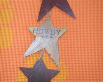 Nya handmålade primitiv stil Howdy Stars