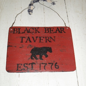 New Handmade Primitive Style Bear Wall Sign