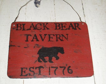 New Handmade Primitive Style Bear Wall Sign
