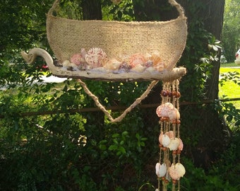 Heart shaped seashell wind chime