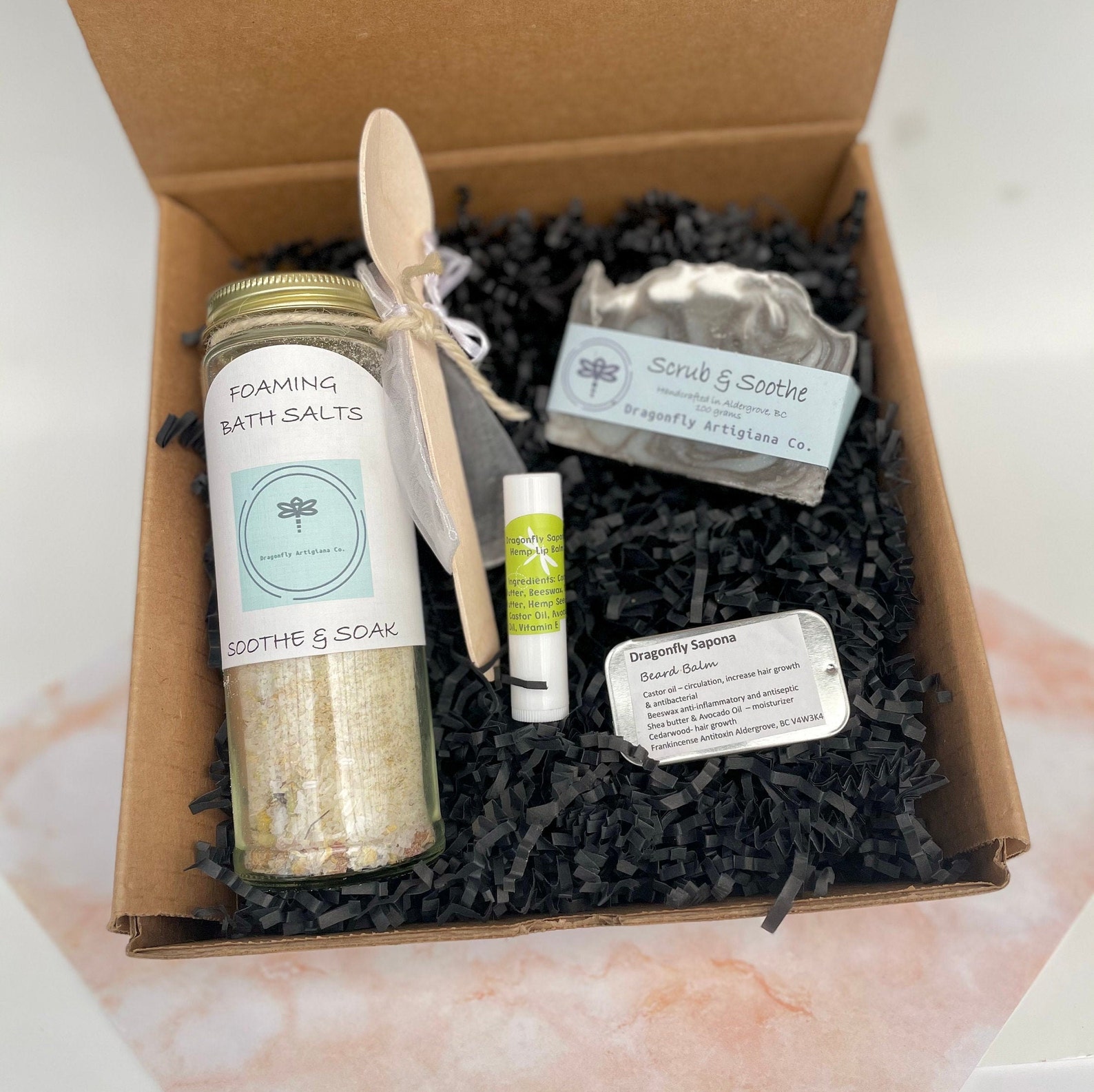 Gift Box with Foaming Bath Salts Handmade Bar Soap All Etsy