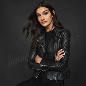 Women's Leather Jacket, women's Black leather jacket made of 100% Original lambskin leather