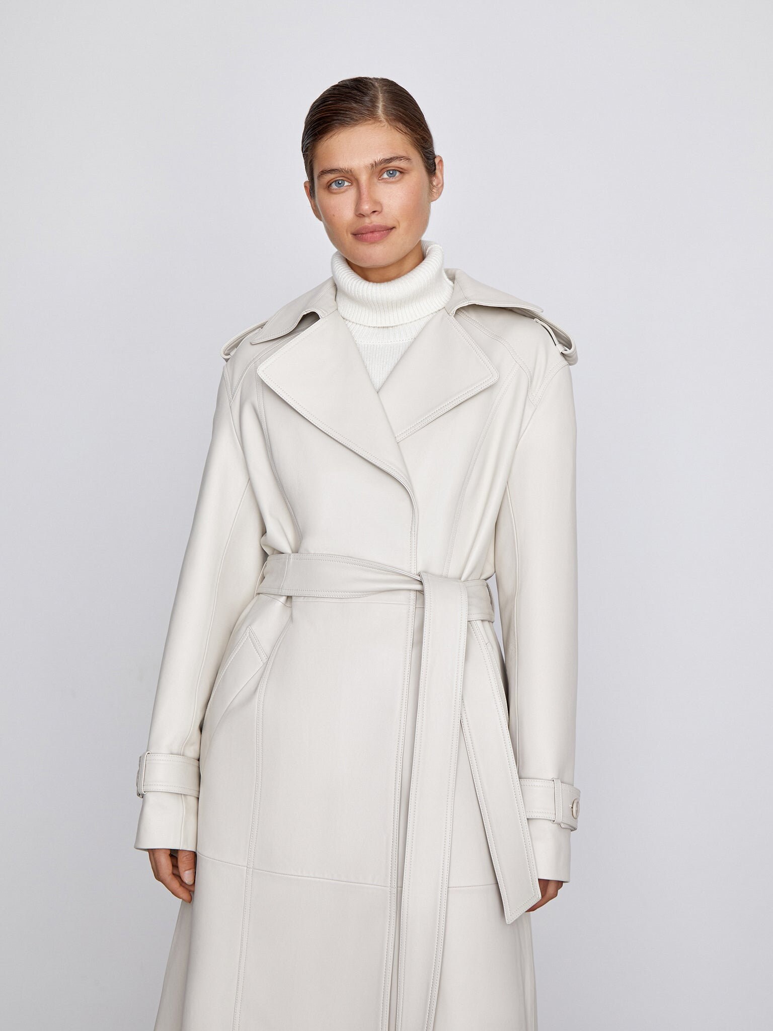MANTECO CLASSY TRENCH JACKET アメリ　ホワイト White Trenchcoat Womens, Cotton Trenchcoat With Belted, Wrap