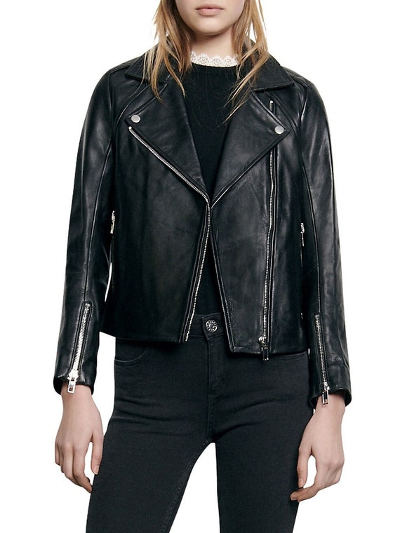 Lambskin top leather coat