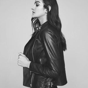 Women's Leather Jacket, women's Black leather jacket made of 100% Original lambskin leather image 4