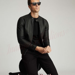 Blouson en cuir pour homme - Blouson en cuir noir pour homme, vestes habillées 100 % cuir véritable pour hommes
