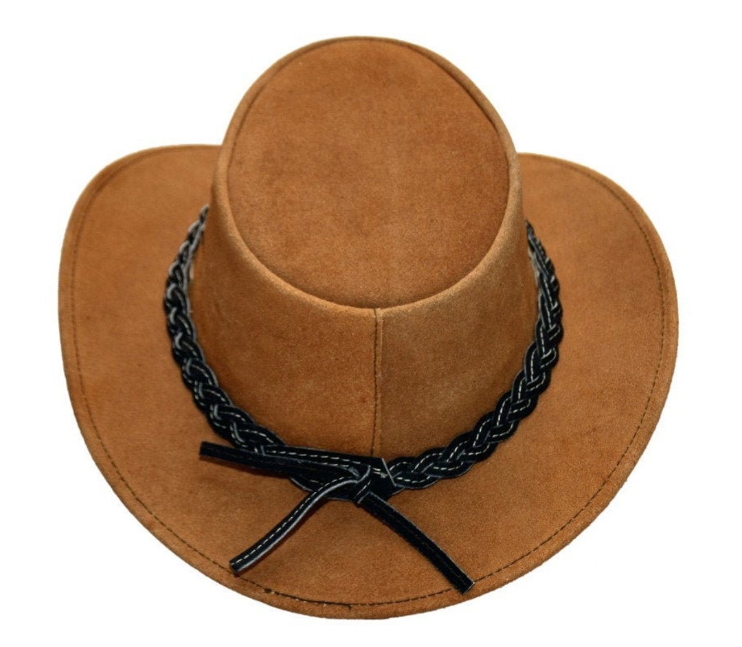 Genuine Cowhide Leather Hat _unisex Camel Colour Hat With Adjustable