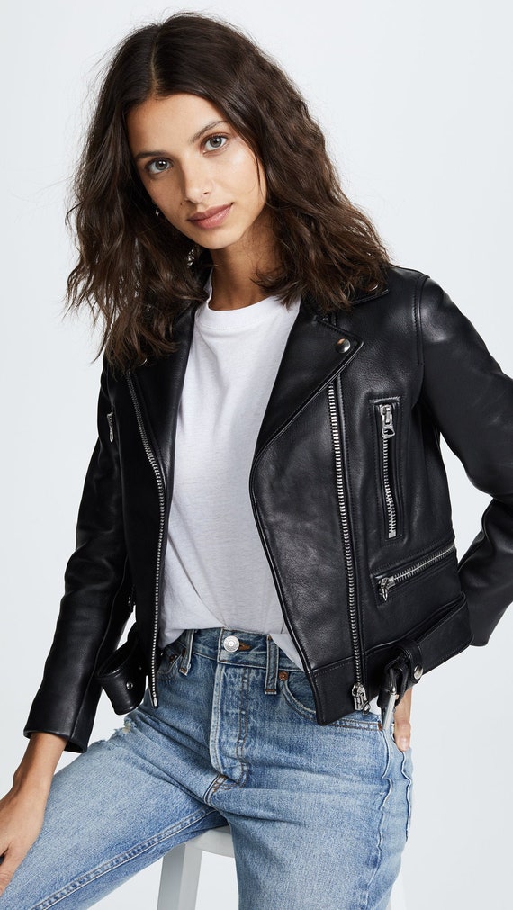Women's Black Leatherjacket With 100% Real Leather Jacket