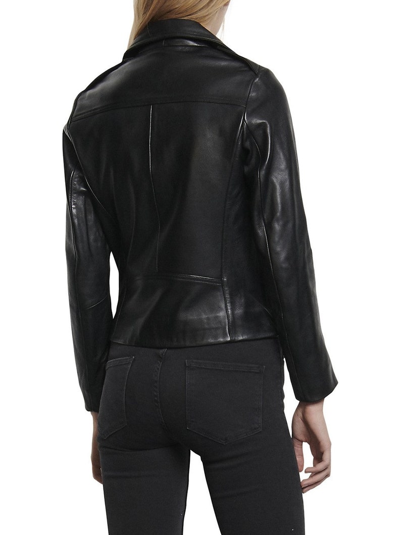 Woman Black Leather Jacket Made With 100% Original Lambskin - Etsy