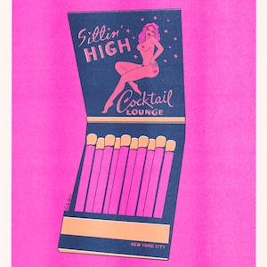 Sittin' High Neon 11x14 Riso Print, Limited Edition Risograph Art Print, NYC Inspired Artwork, Wall Art. matchbook, Poster, Gift image 2