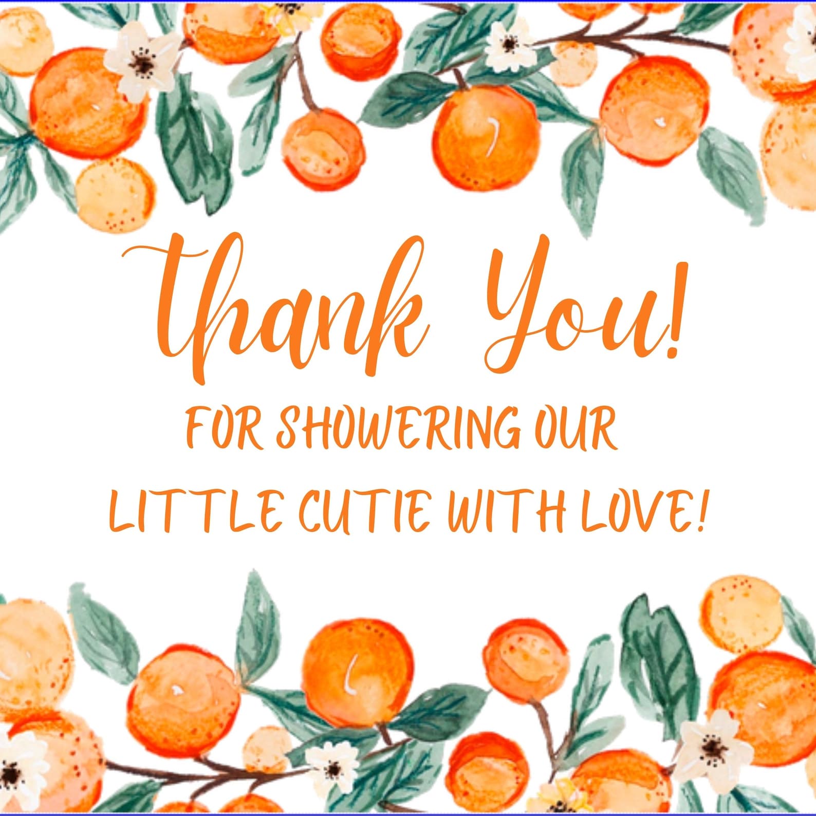 Little Cutie Baby Shower. Thank you card invite and sticker Etsy