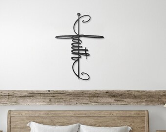 Christian Cross Metal Wall Art-Home Decor-Foi Cadeaux Religieux pour Maman Soeur Grand-Mère Meilleur Ami Église Pâques Baptême Noël-CMA009