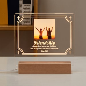 Personalized Photo LED Night Light-Christian Friendship-Custom-HomeDecor-LED-Easter-Christmas-Baptism-Gift for Him Her Mother Sister-CNL006