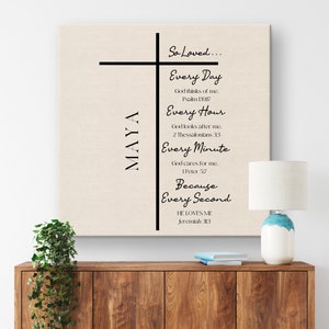 Personalized Canvas Wall Art Bible Verse Customized Name Scripture Christian Art Baptism Birthday Gifts Bed/Living Room Home Decor CWA005