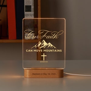Bible Verse LED Night Light-Our Faith-Custom Christian Baptism Birthday gifts Religious Christmas Easter Home Decor Gift for him her-CNL025